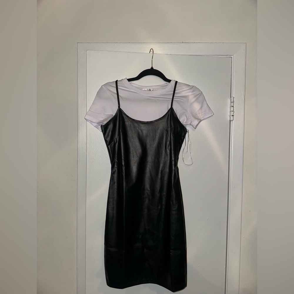 NWT leather dress two piece set
